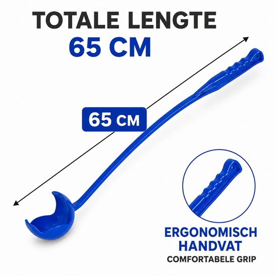 Honden ballenwerper – Ergonomisch met 3 ballen – Blauw – 65 cm – Apporteerset