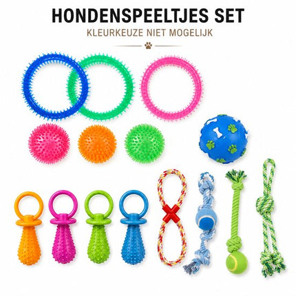Hondenspeelgoed Set – Interactief Kauw en Trekspeelgoed – Multicolor – Assorti – 6 Stuks