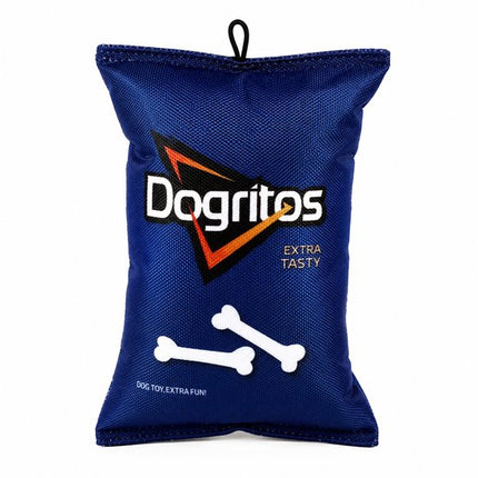 Hondenspeelgoed Knuffel – Pluche Chipszak Design – Blauw – 22 cm – Groot