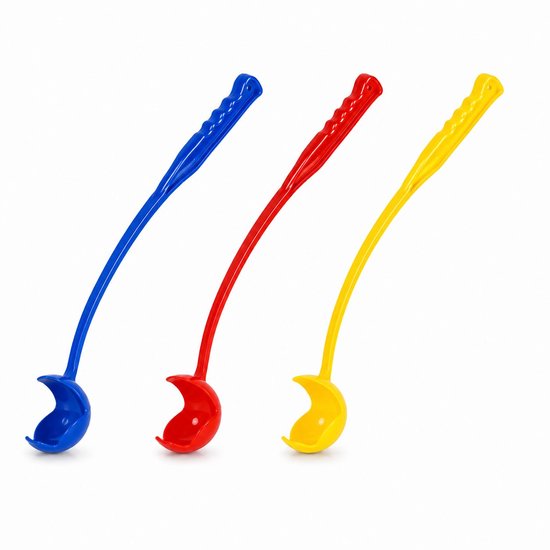 Honden ballenwerper – Ergonomisch met 3 ballen – Geel – 65 cm – Apporteerset