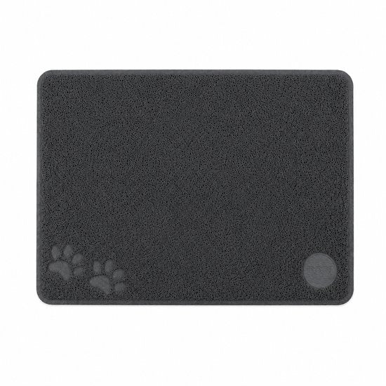 Voerbak Set met Voermat – Antislip – Dubbele RVS Bakken – Blauw – 40 x 20 cm – Inclusief Mat 60 x 45 cm